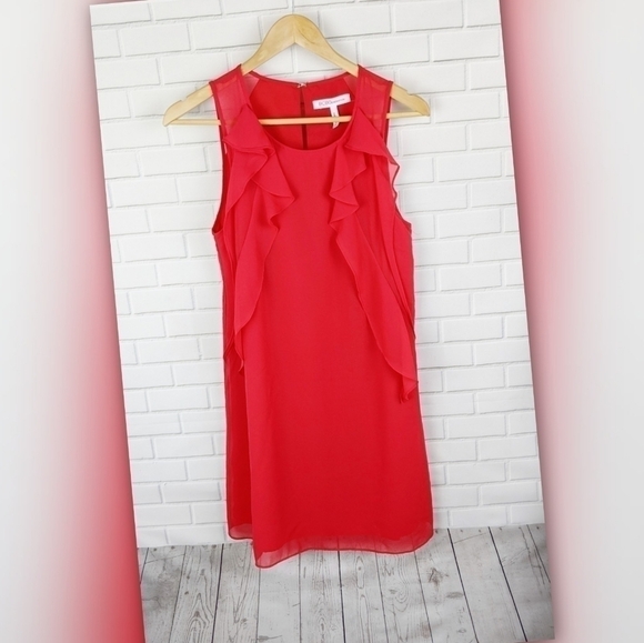 BCBGeneration Dresses & Skirts - BCBGeneration Red Ruffle Shift Dress Women's Extra Small XS